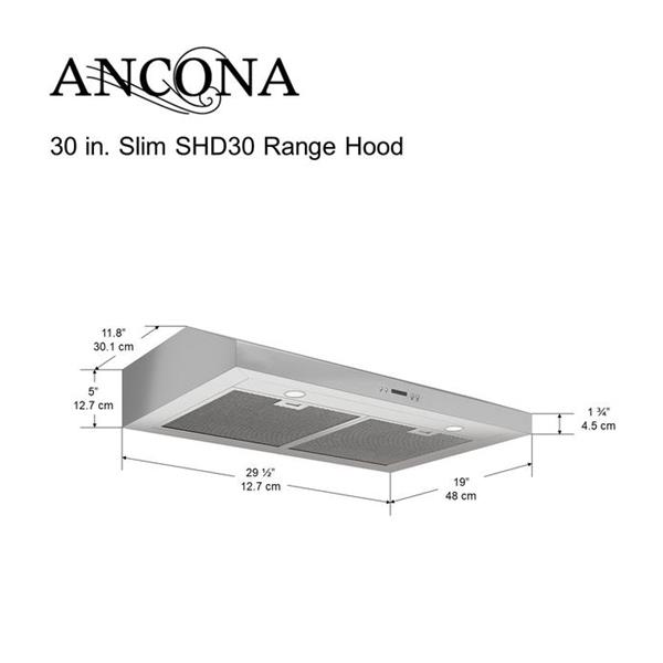 Ancona 30in 325 CFM Range Hood (Stainless Steel) AN1294