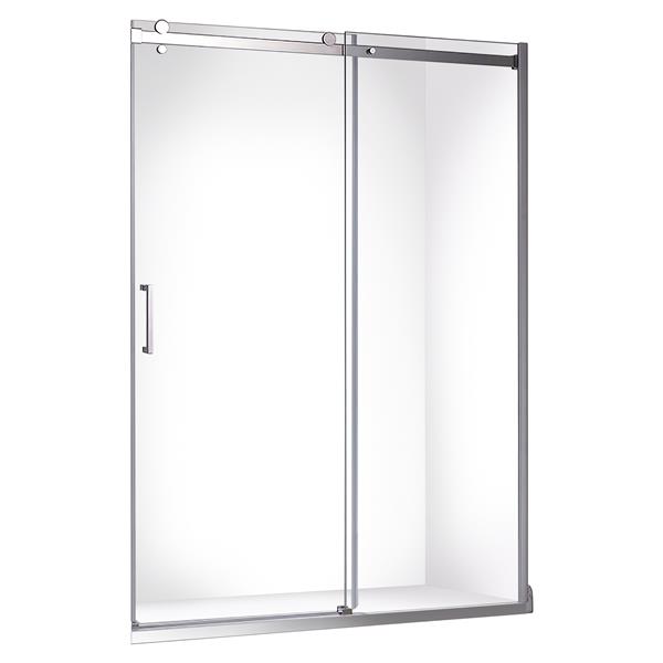 Porte de douche coulissante Quartz par Jade Bath fini chrome 60 po x 78.75 po