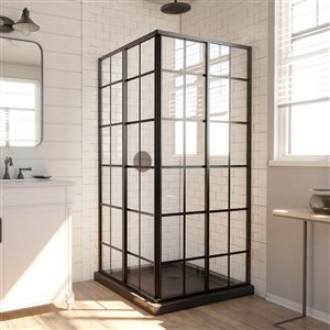 Cabine de douche coulissante French Corner par DreamLine 36 po noire