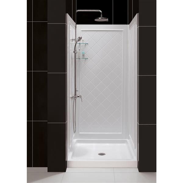 dreamline qwall 5 shower base kit 32 in acrylic white