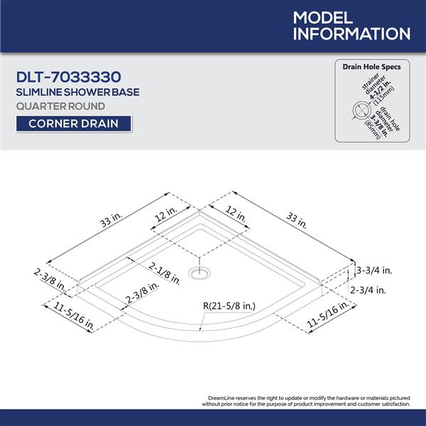 DreamLine Prime 33-in White Acrylic Shower Base Kit