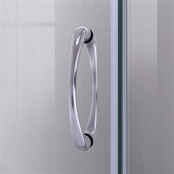 Prime Shower Kit 33 x 33 x 74 3/4 Clear Glass Sliding Shower Enclosure in Chrome with White Neo-Round Base