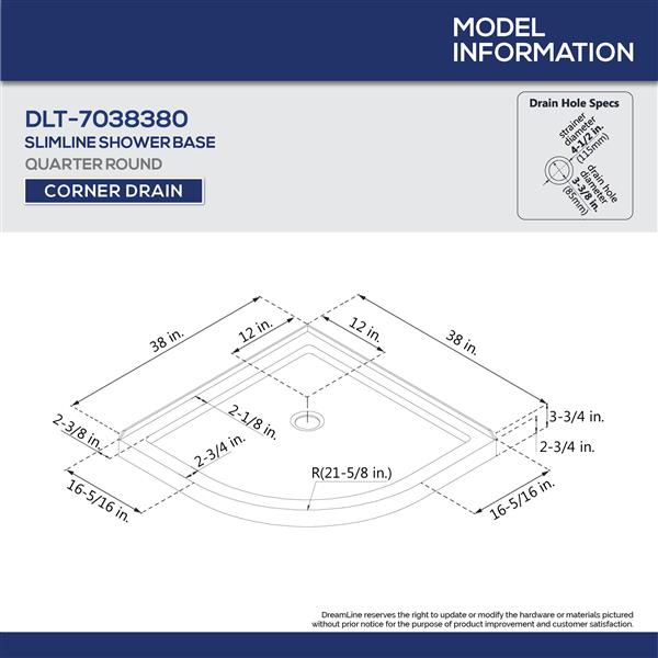 DreamLine Prime 38-in White Acrylic Shower Base Kit