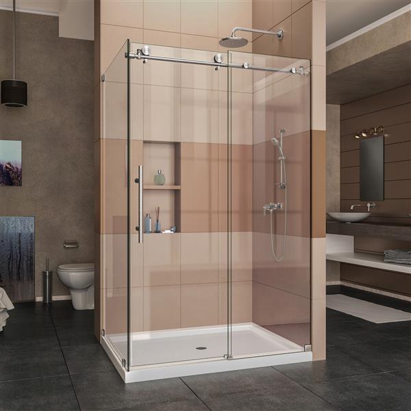 DreamLine Enigma-X Shower Door - 48.38-in x 76-in - Stainless steel