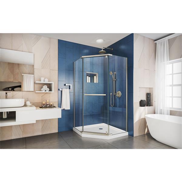 DreamLine Prism Pivot Shower Door - 34.13-in x 72-in - Nickel