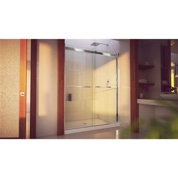 DreamLine Essence-H 60-in x 76-in Chrome Sliding Shower Door