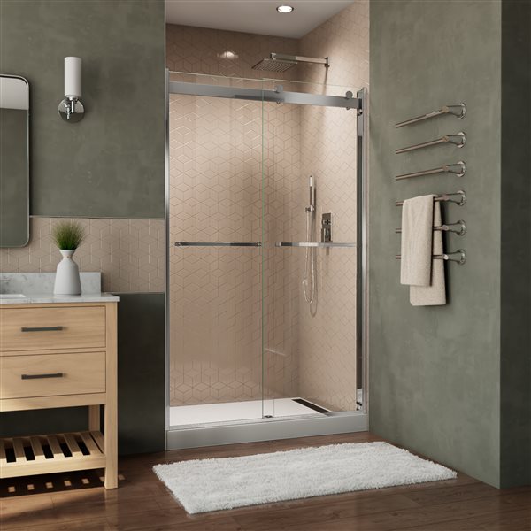 Essence-H 44-48 x 76 Semi-Frameless Bypass 8mm Shower Door in Chrome
