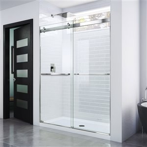 Porte de douche coulissante Essence par DreamLine 60 po x 76 po chrome