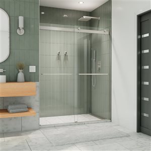 DreamLine Essence 60-in x 76-in Nickel Sliding Shower Door