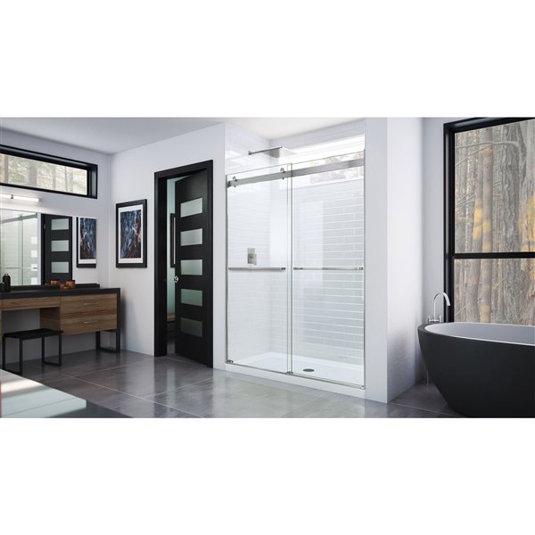 DreamLine Essence Sliding Shower Door - 48-in x 76-in - Nickel