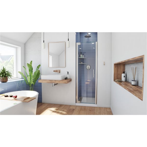 DreamLine Elegance Pivot Shower Door - 34.25-in x 72-in - Nickel