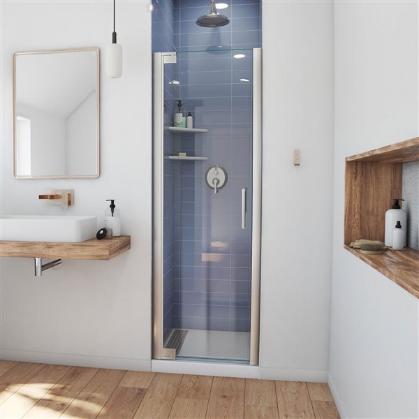 DreamLine Elegance Pivot Shower Door - 34.25-in x 72-in - Nickel
