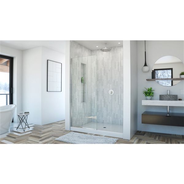 Porte de douche fixe Linea, 34 po x 72 po, chrome