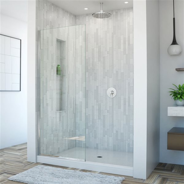 Porte de douche fixe Linea, 34 po x 72 po, chrome