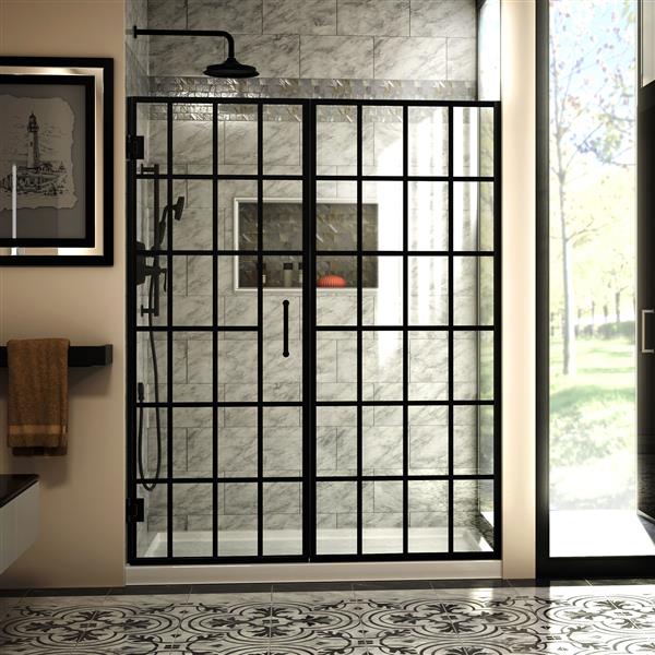 DreamLine Unidoor Toulon 58.5-in x 72-in -Black Shower Door