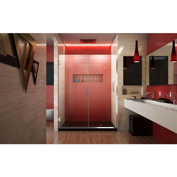 Porte de douche Unidoor Plus, 58,5 po x 72 po, chrome