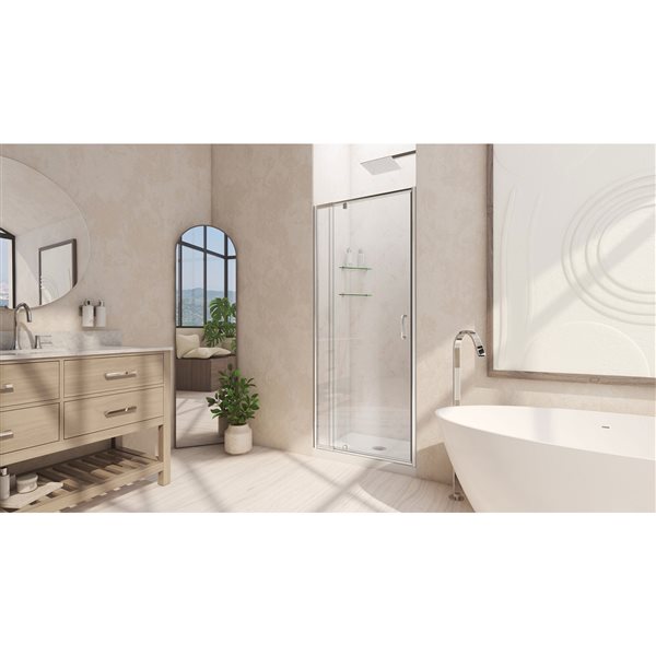 Flex 28-32 x 72 Semi-Frameless Pivot 6mm Shower Door in Chrome