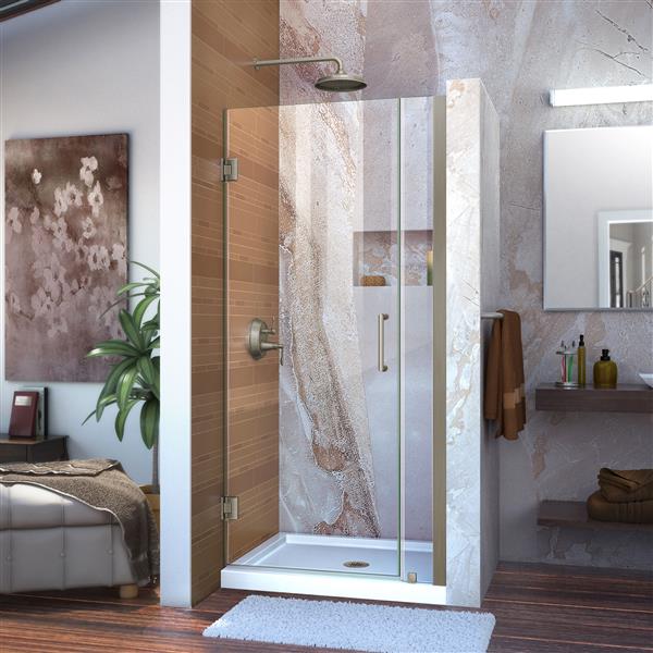 Porte de douche Unidoor, 34 po x 72 po, nickel