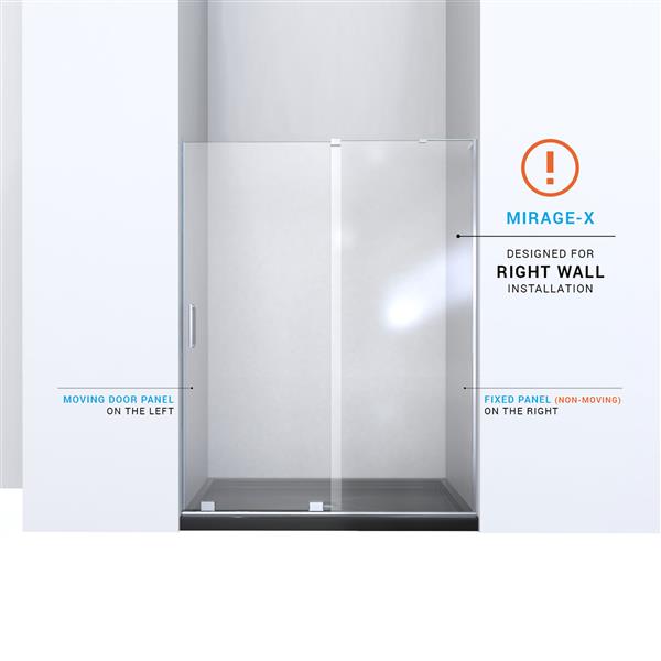 DreamLine Mirage-X Sliding Shower Door - 60-in - Chrome