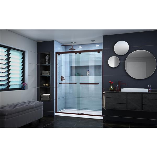 DreamLine Encore Sliding Shower Door - 60-in x 76-in - Bronze