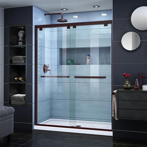 DreamLine Encore Sliding Shower Door - 60-in x 76-in - Bronze