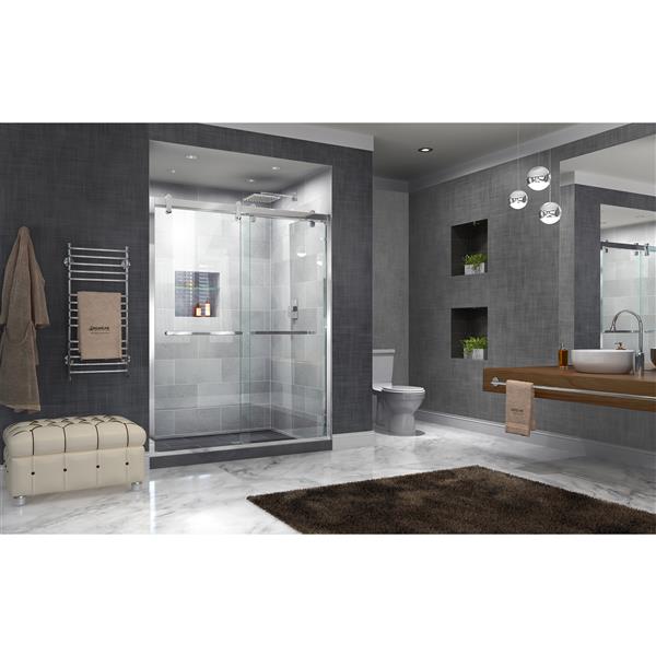 DreamLine Cavalier Shower Door - 60-in x 77.38-in - Stainless steel