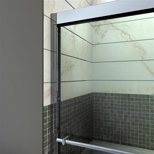 Porte de douche coulissante Duet, 60 po x 72 po, nickel