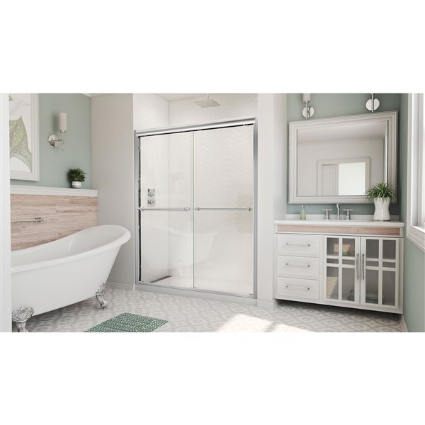 Duet 56-60 x 72 Semi-Frameless Bypass 8mm Shower Door in Chrome