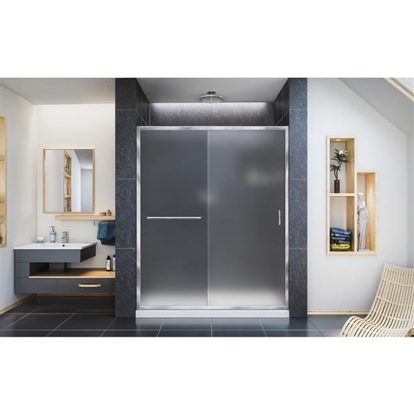 Porte de douche coulissante Infinity-Z par DreamLine 60 po x 72 po chrome