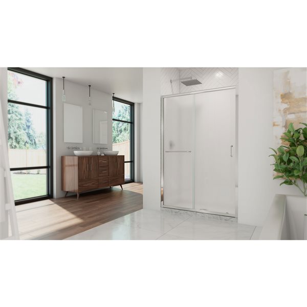 Infinity-Z 44-48 x 72 Semi-Frameless Sliding Shower Door, Frosted 6mm Tempered Glass in Chrome