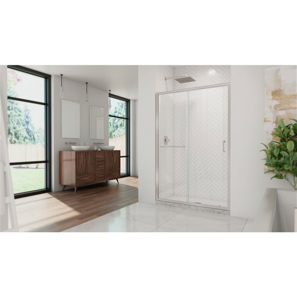 Infinity-Z 44-48 x 72 Semi-Frameless Sliding Shower Door, Clear 6mm Tempered Glass in Brushed Nickel