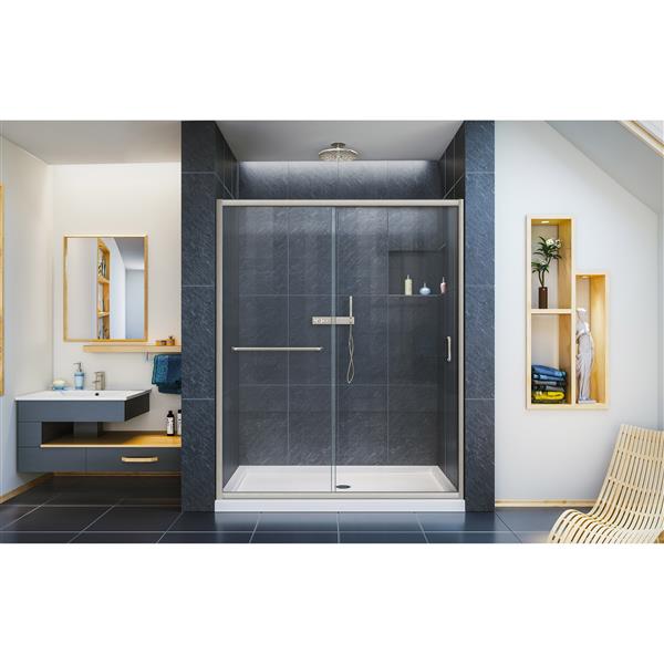 DreamLine Infinity-Z Sliding Shower Door - 54-in x 72-in - Nickel