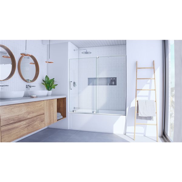 DreamLine Mirage-X Shower Door - 60-in - Glass - Chrome