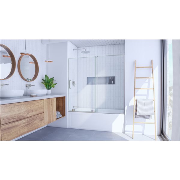 DreamLine Mirage-X Shower Door - 60-in - Glass - Nickel