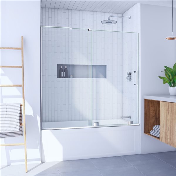 DreamLine Mirage-X Shower Door - 60-in x 58-in - Glass - Chrome