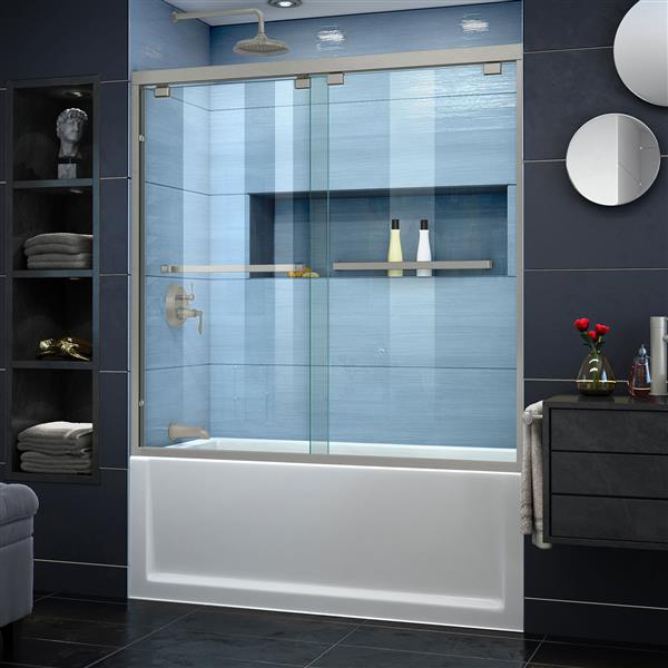 DreamLine Encore 56-60 po W Porte de baignoire - Nickel