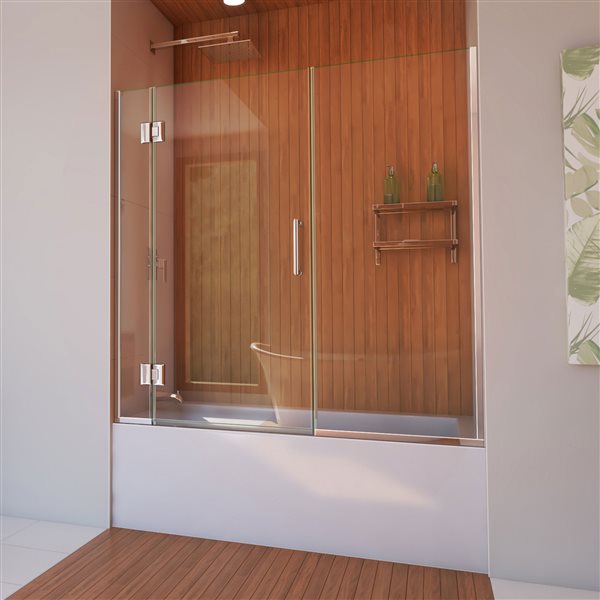 DreamLine Unidoor-X Shower Door - 58.5-in x 58-in - Glass - Chrome