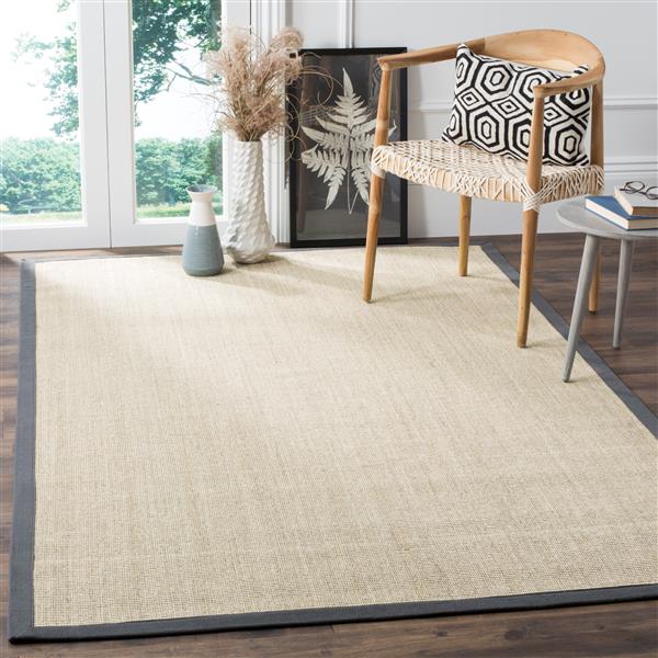 Safavieh Natural Fiber Border Rug - 4-ft x 6-ft - Marble/Gray