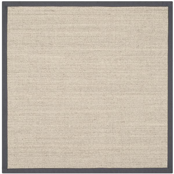 Safavieh Natural Fiber Border Rug - 4-ft x 4-ft - Marble/Gray