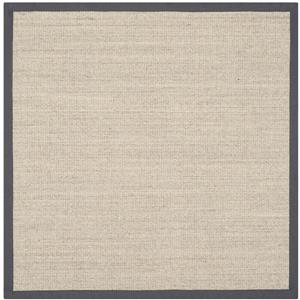 Safavieh Natural Fiber Border Rug - 4-ft x 4-ft - Marble/Gray