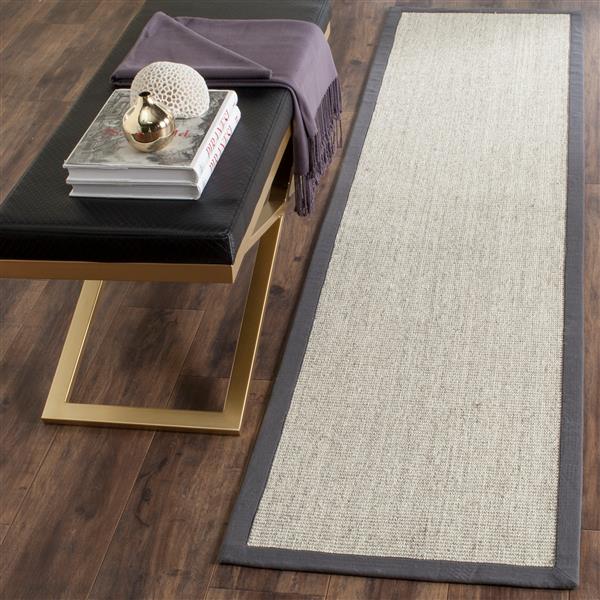 Safavieh Natural Fiber Border Rug - 2-ft x 8-ft - Marble/Gray