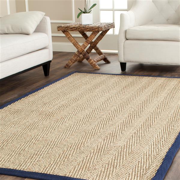 Safavieh Natural Fiber Solid Rug - 2-ft x 4-ft - Natural/Blue