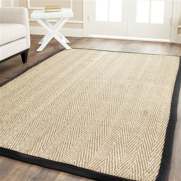 Safavieh Natural Fiber Solid Rug - 2-ft x 4-ft - Natural/Black