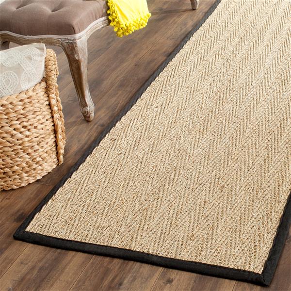 Safavieh Natural Fiber Solid Rug - 2-ft x 10-ft - Natural/Black