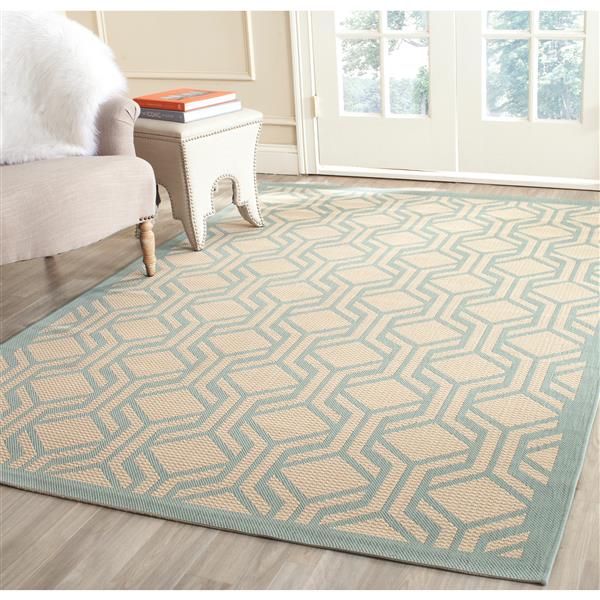 Safavieh Courtyard Geometric Rug - 8-ft x 11-ft - Beige/Aqua