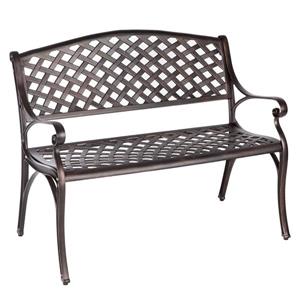 Banc en aluminium pour le jardin, Bronze antique, 41 po