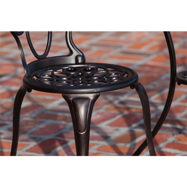 Patio Flare Rosalie Die Cast Aluminum Bistro Set - Antique Bronze - 3-Piece