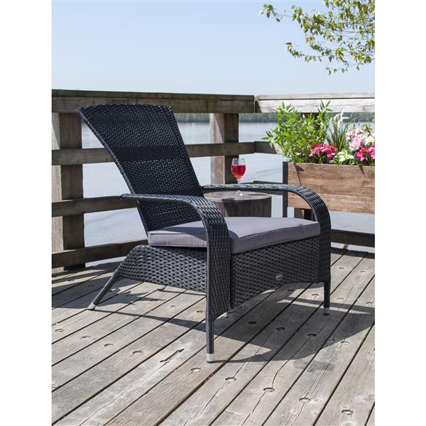 Patio Flare Comfort Height Muskoka Chair - Black Wicker