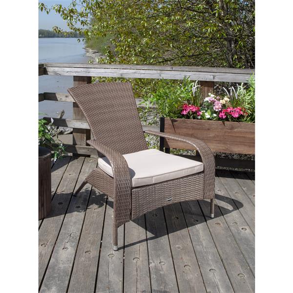 Confortable fauteuil haut Muskoka en osier -Brun caramel