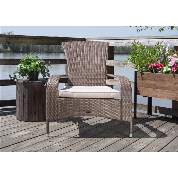 Confortable fauteuil haut Muskoka en osier -Brun caramel